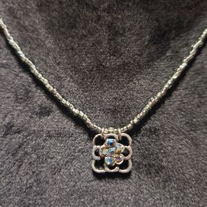 Silver and blue necklace 17 inches